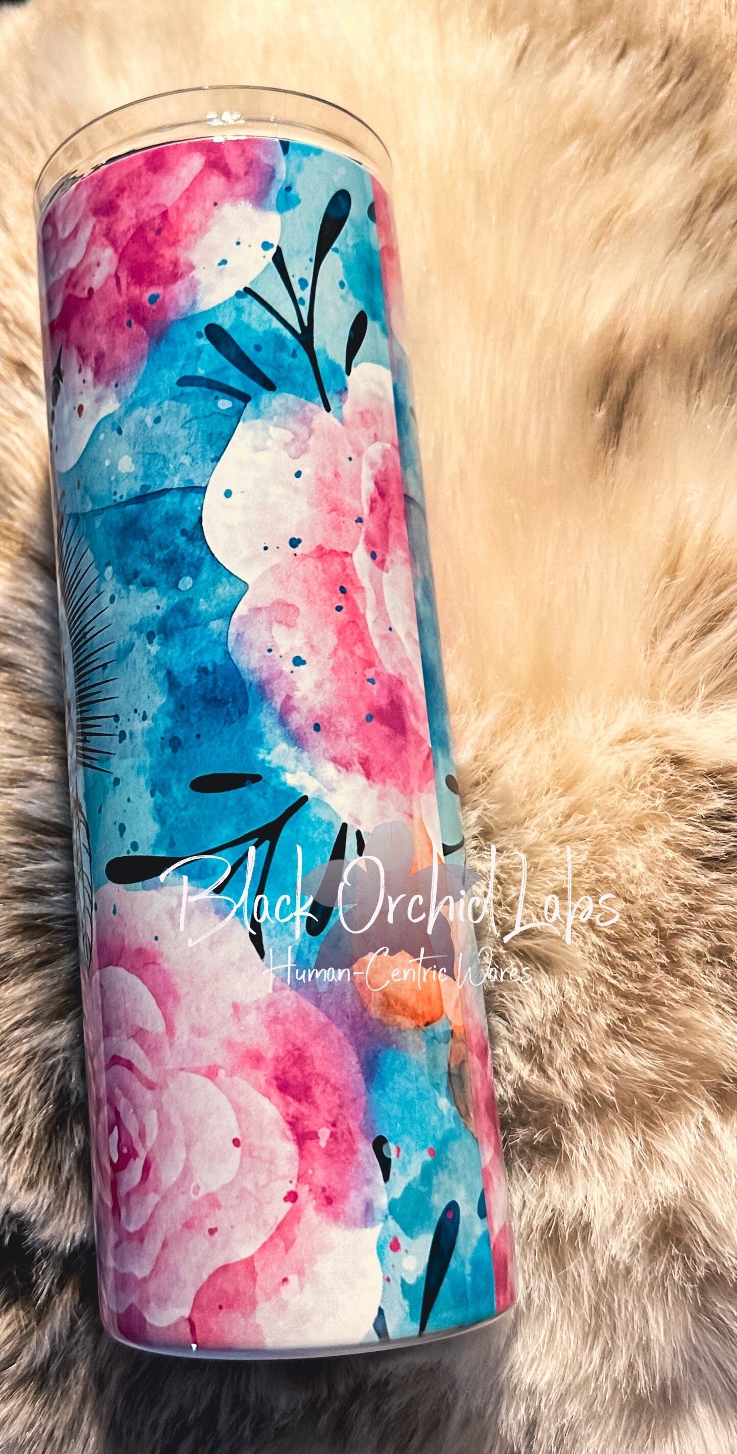 Moon watercolor celestial Tumbler, Glass travel mug, celestial floral watercolor, drink tumbler, moon and stars