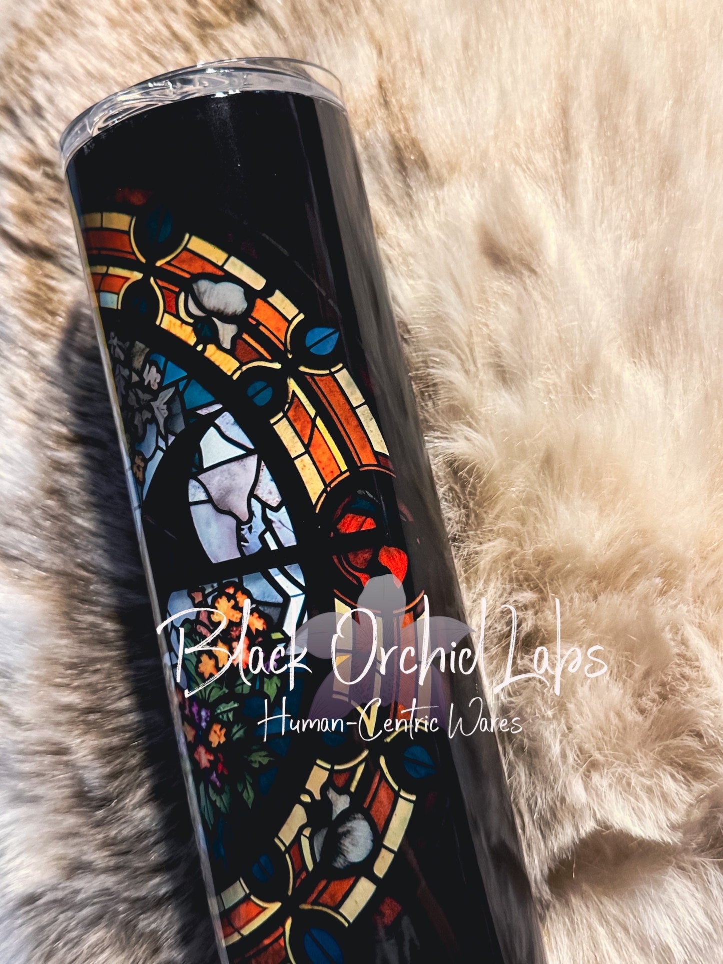 Stained Glass Goth Bat Tumbler, Dark academia travel mug, Witch, Goth girl gift, Spider Bat Tumbler, minimalist, gift for her