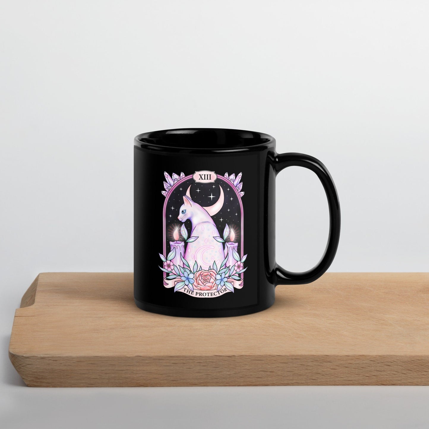 Pastel Goth Kitty Tarot Mug, Cat Tarot Card Coffee Mug, Soft Grunge, Witchy, Goth Ceramic Mug