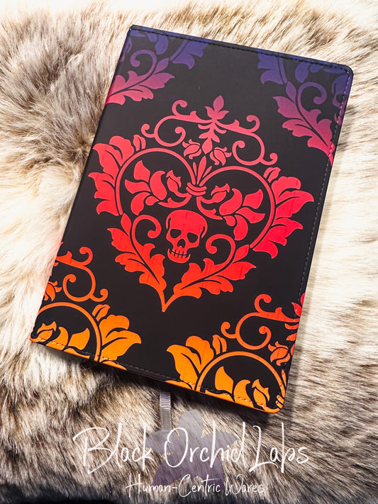 Skull gothic Vegan Leather Journal, 8”x6”, journal, writer reader gift, coworker gift, gift exchange, journal, steampunk Poe, dark fantasy