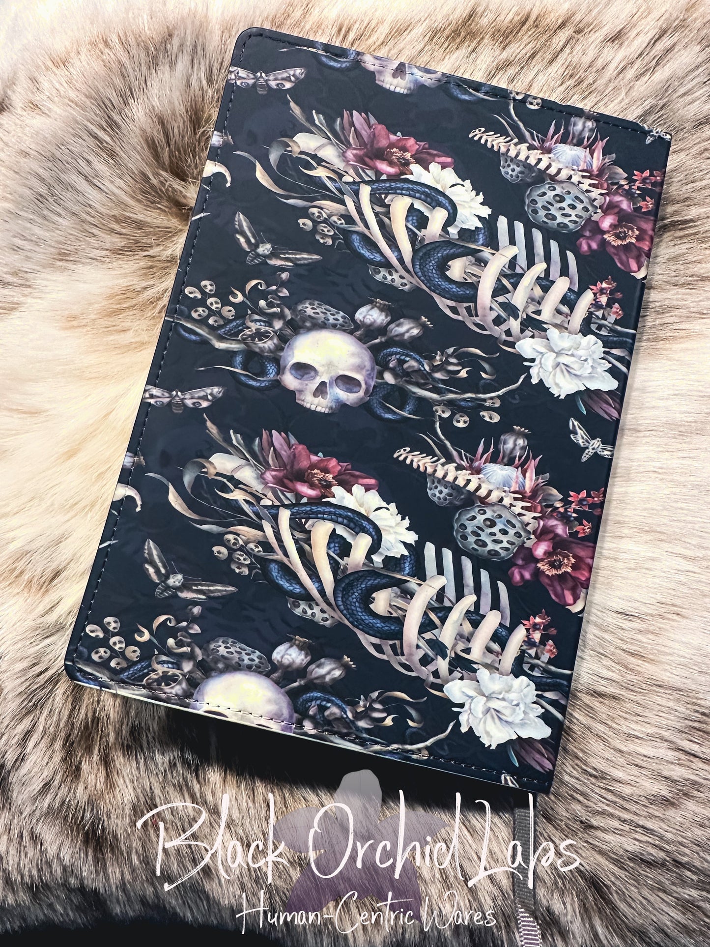 Skull gothic Vegan Leather Journal, 8”x6”, journal, writer reader gift, coworker gift, gift exchange, journal, steampunk Poe, dark fantasy