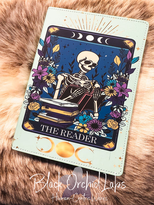 Tarot Skull goth Vegan Leather Journal, 8”x6”, journal, writer reader gift, coworker gift, gift exchange, journal, steampunk, dark fantasy