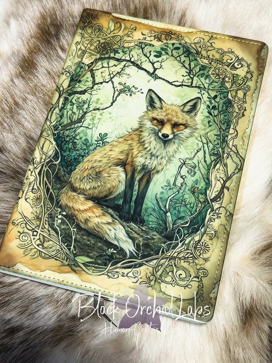 Fox Woodland Fairytale, cottagecore Vegan Leather Journal, 8”x6”, Dark Academia journal, goth, witchy, gift for her