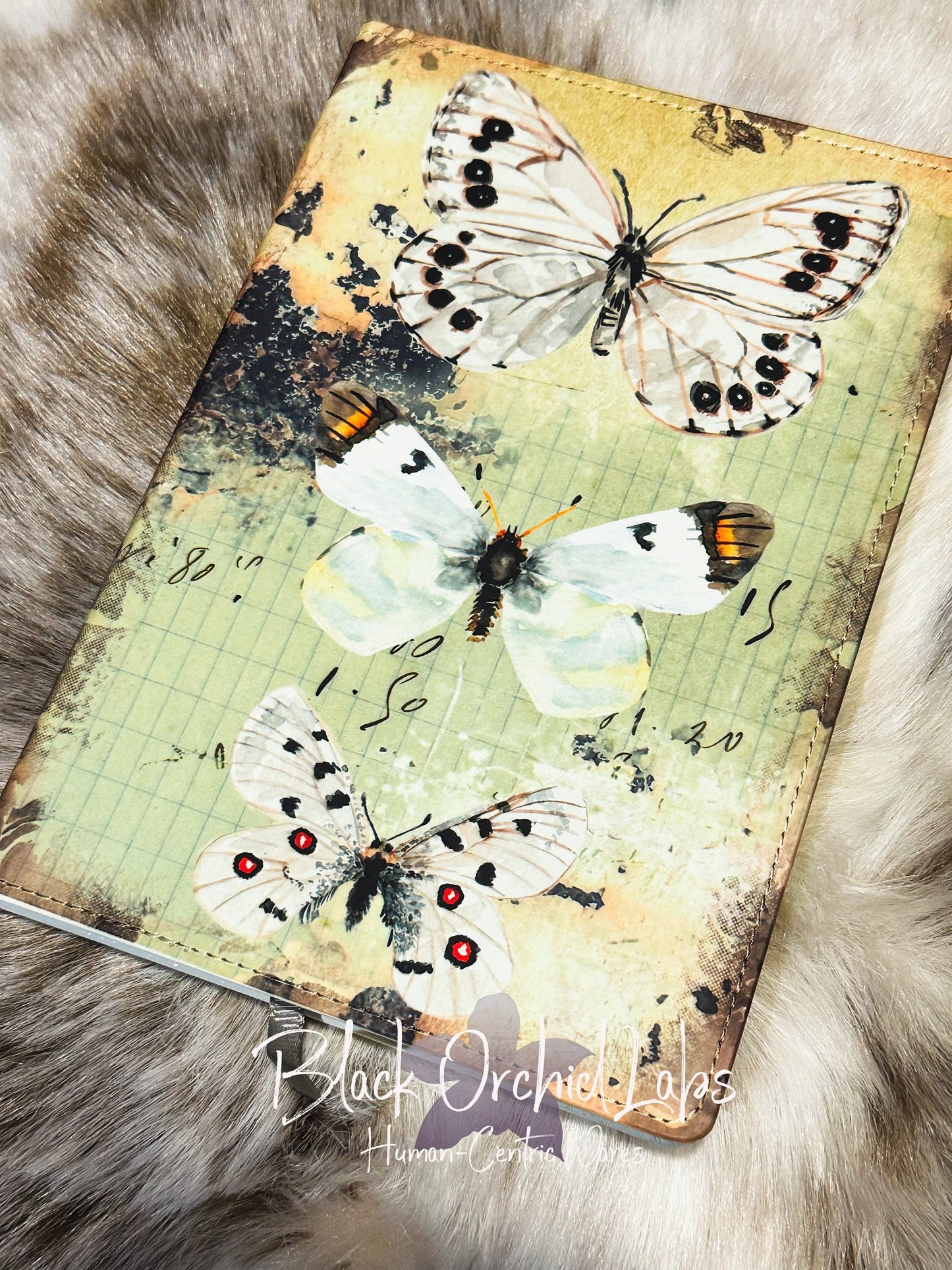 Butterfly Moth, cottagecore Vegan Leather Journal, 8”x6”, Dark Academia journal, goth, witchy, gift for her