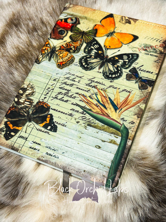 Butterfly Moth, cottagecore Vegan Leather Journal, 8”x6”, Dark Academia journal, goth, witchy, gift for her