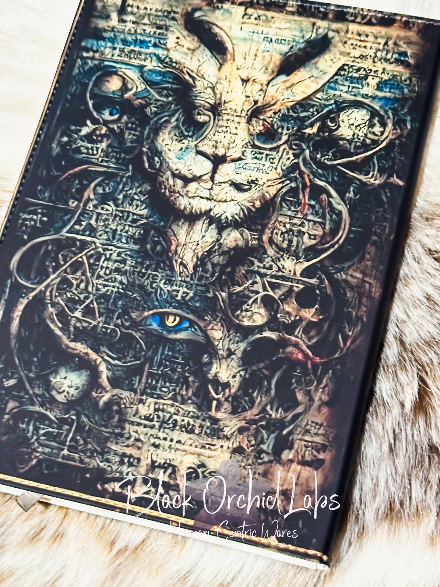 Dark Academia Notebook, Vegan Leather Journal, 8”x6”, goth journal, Gears and clocks, , steampunk notebook, witchy, gothic