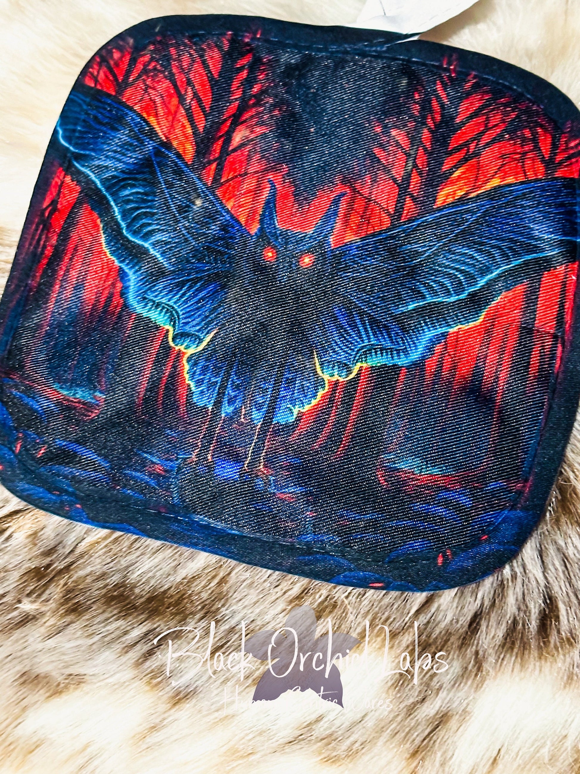 Mothman Potholder, Cryptid Oven Mitt, Household Decor, Housewares, Birthday Gift, Potholder, Rocker, Goth, Fantasy Beasts, Personalizable