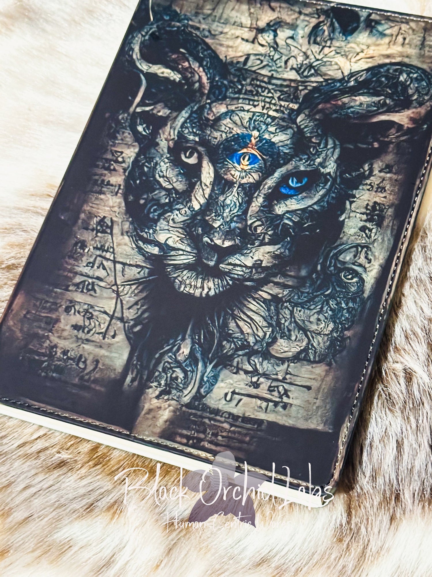 Dark Academia Notebook, Vegan Leather Journal, 8”x6”, goth journal, Gears and clocks, , steampunk notebook, witchy, gothic