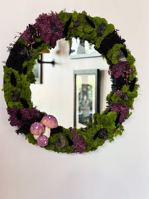 Crystal Fairy Moss Mirror, Cottagecore Decorative Wall Mirror, Rainbow Flourite, Fairies Mirror, Cottagecore, Home Decor